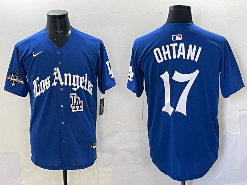 Men Los Angeles Dodgers 17 Ohtani Blue 2025 Nike MLB Jersey style 001